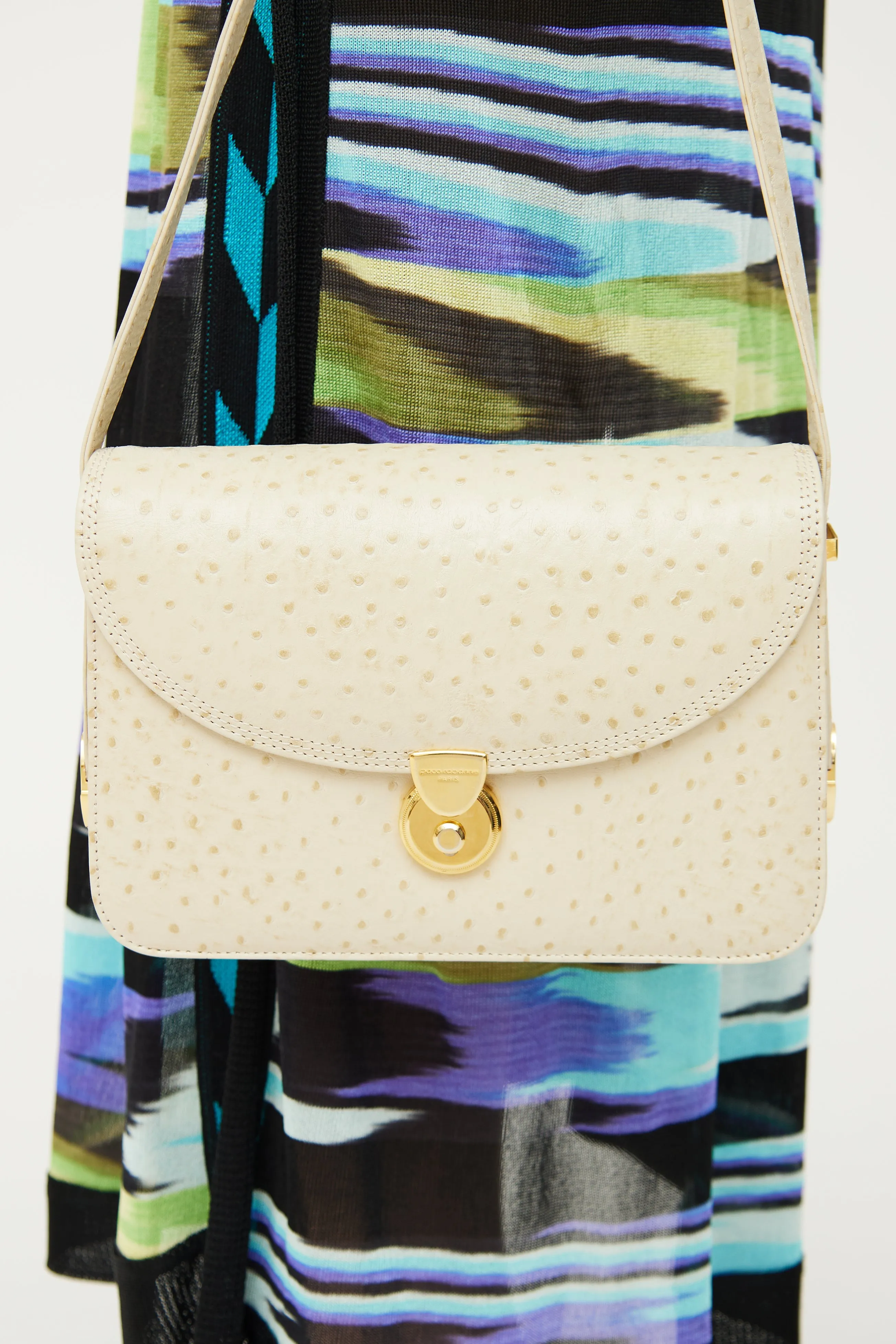 Cream Texture Flap Bag