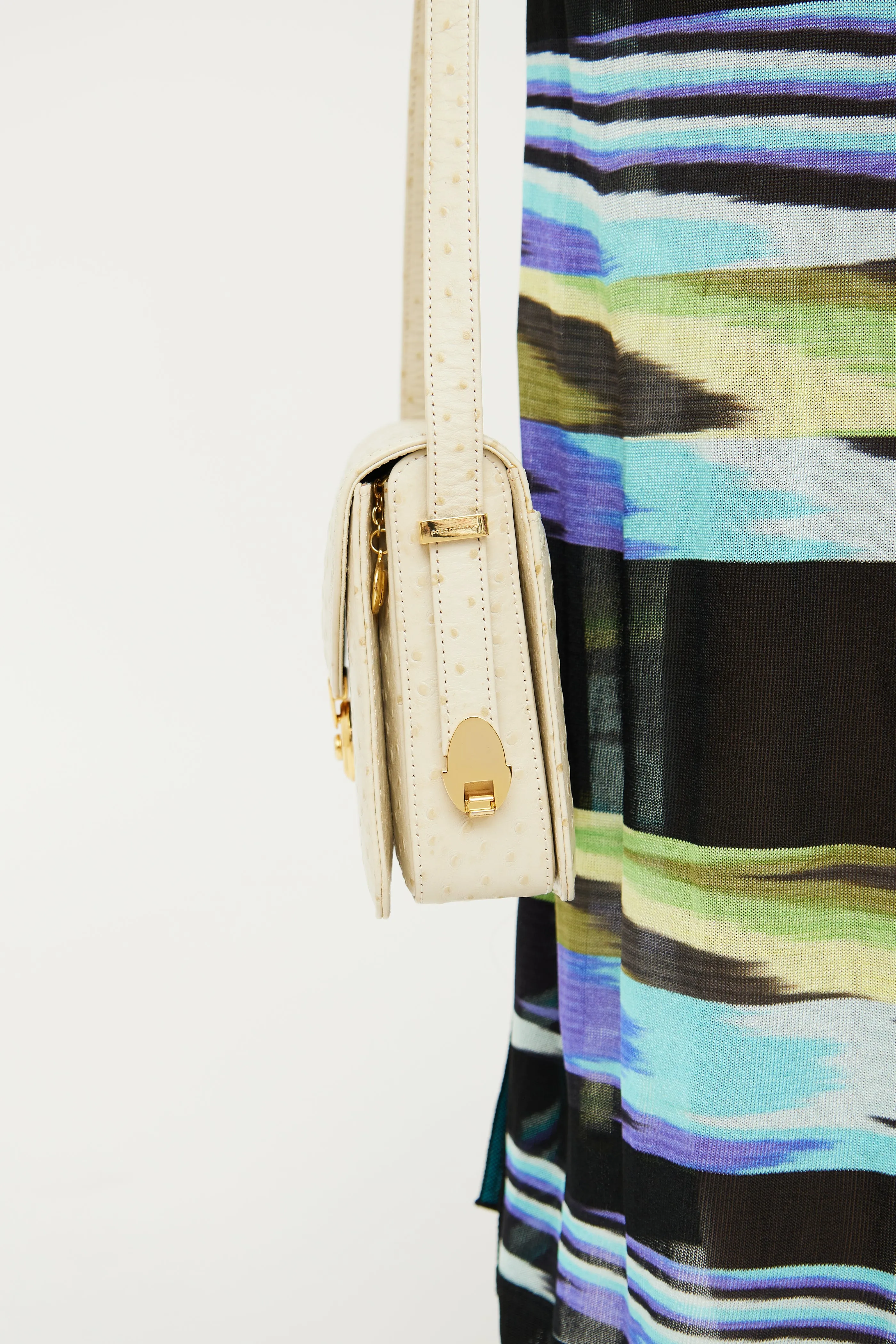 Cream Texture Flap Bag