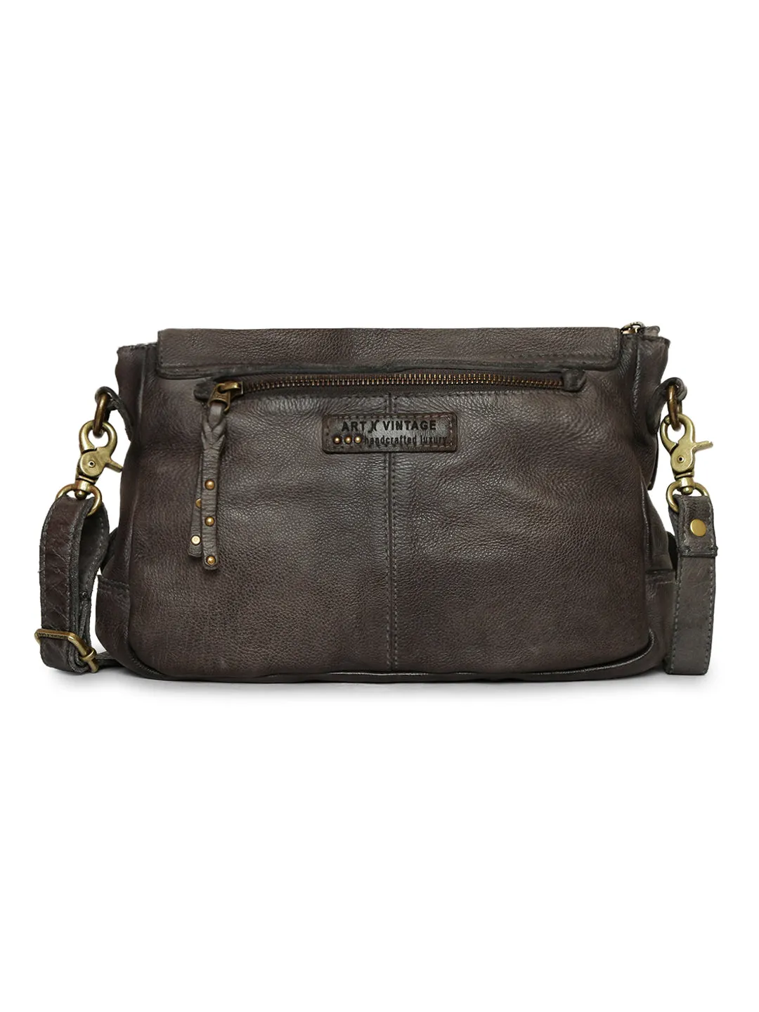 Crossbody Chic: Black Leather Women Bag By Art N Vintage