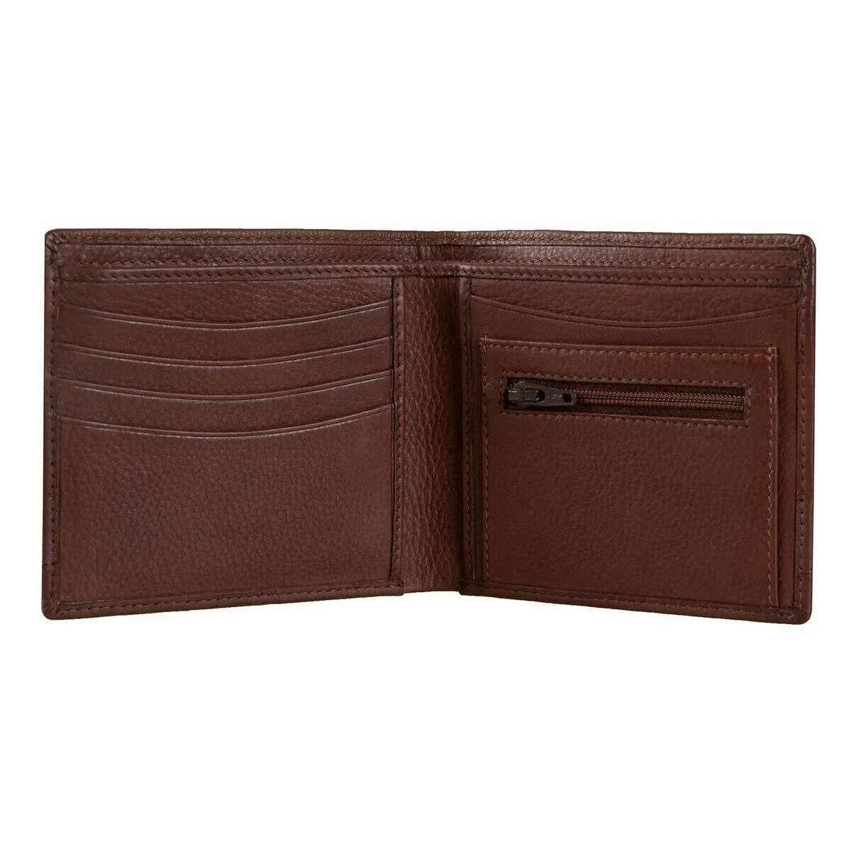 Dents Clyde Leather RFID Blocking Coin Bifold Wallet - Dark Tan