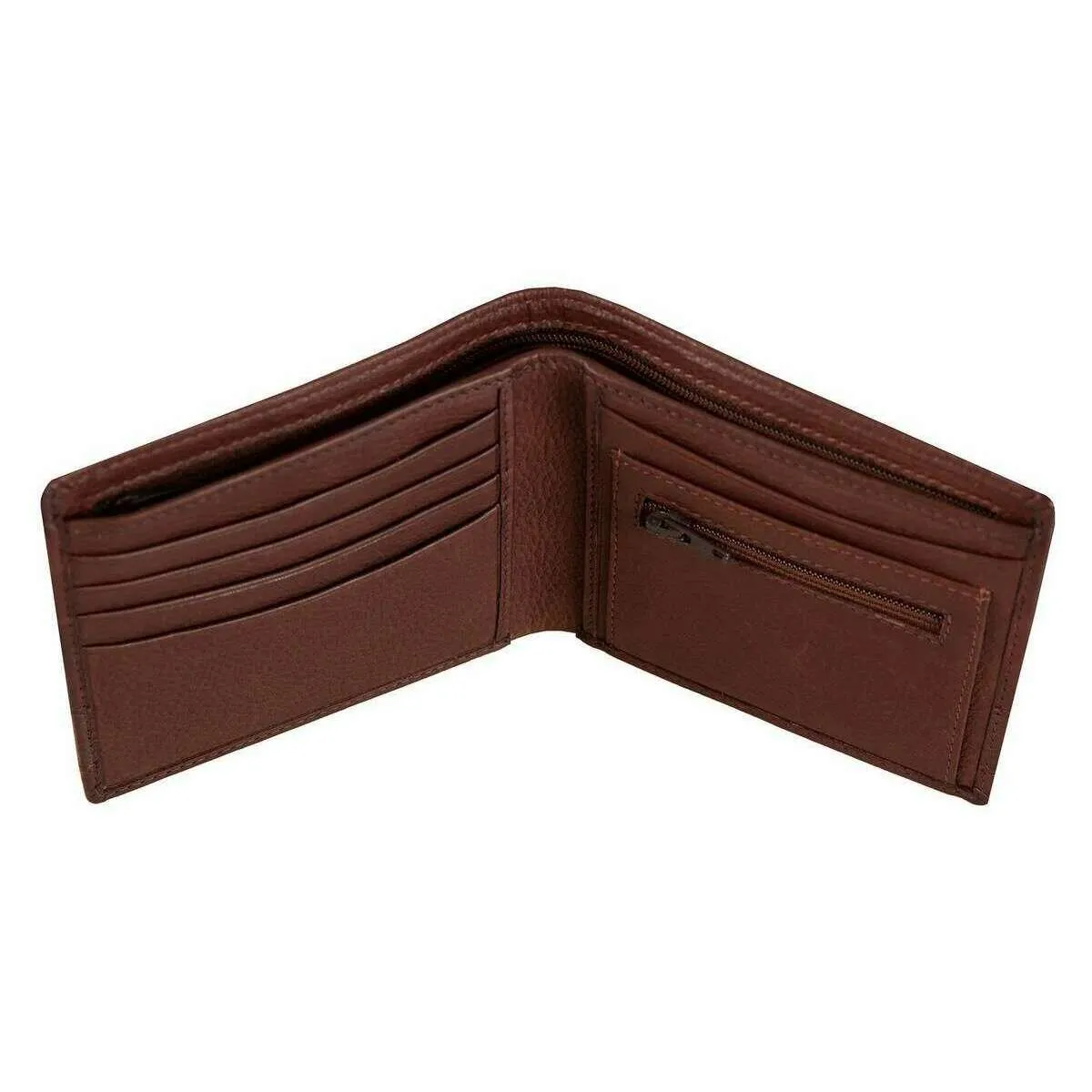 Dents Clyde Leather RFID Blocking Coin Bifold Wallet - Dark Tan