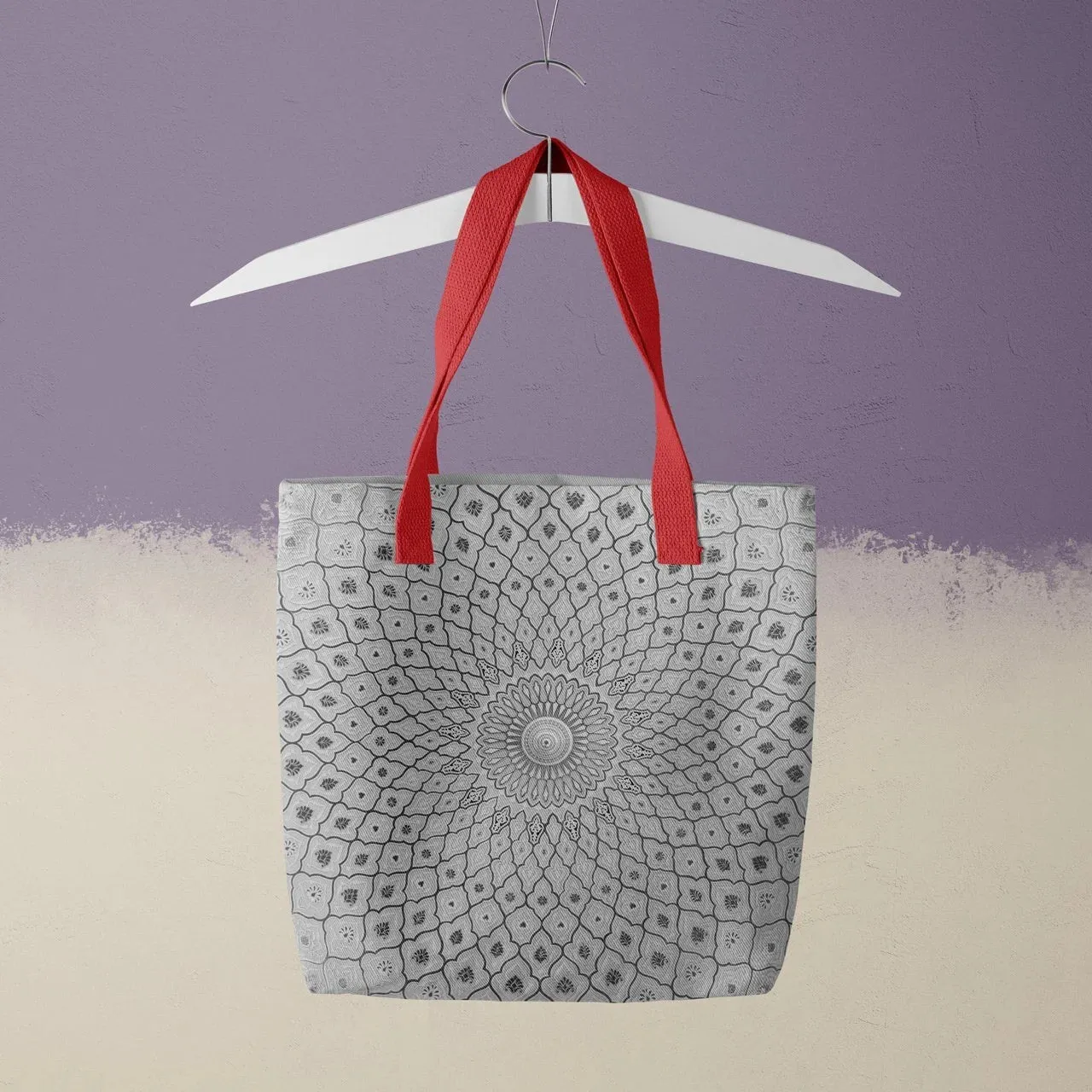 Divine Order - Black and White Islamic Pattern Tote Bag