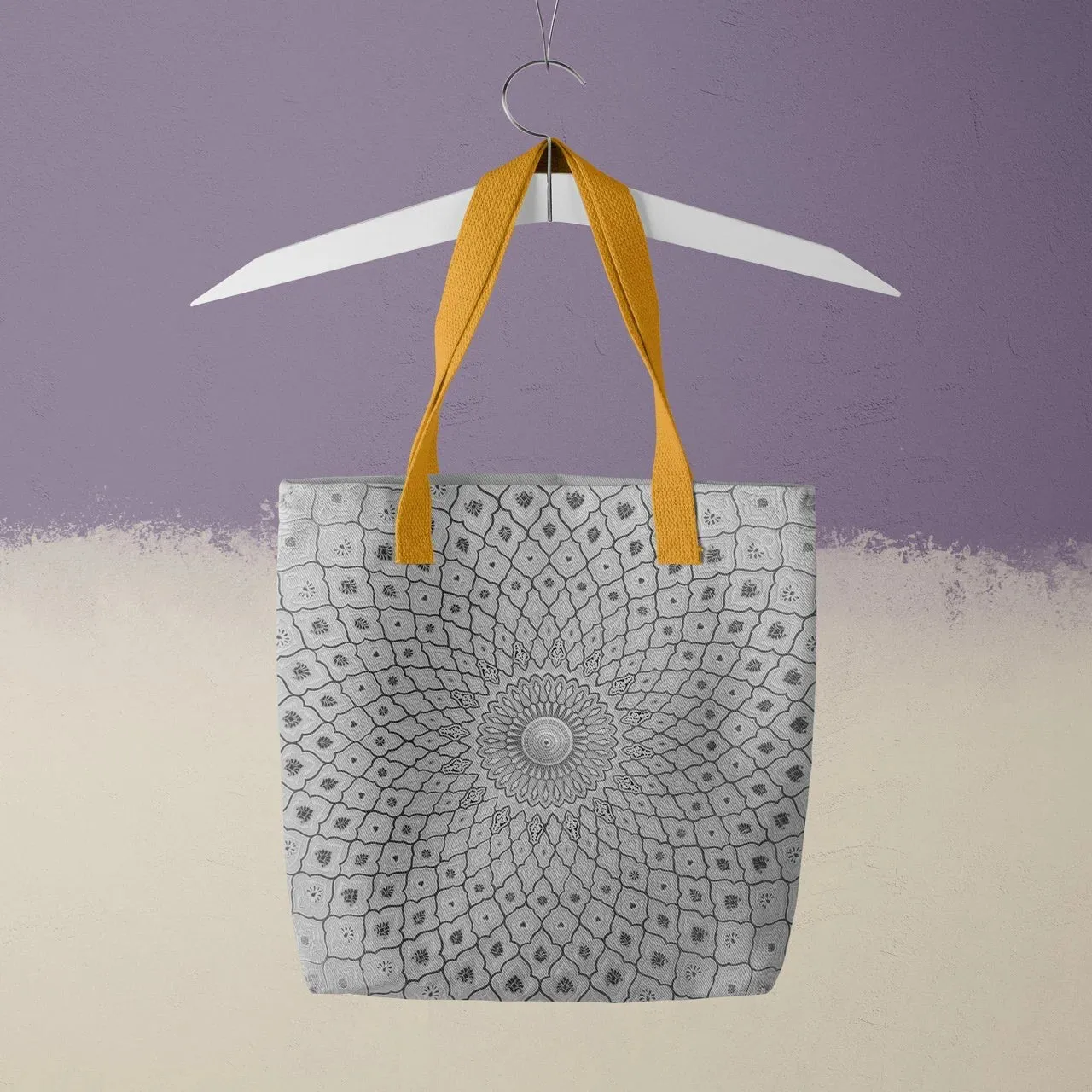 Divine Order - Black and White Islamic Pattern Tote Bag