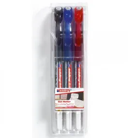 edding 2185 - Set of 3 Gel Ink Pens - Black, Blue & Red