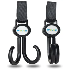 Enovoe Stroller Hooks - 2 Pack - Durable and Convenient 360 Swivel Stroller Clips