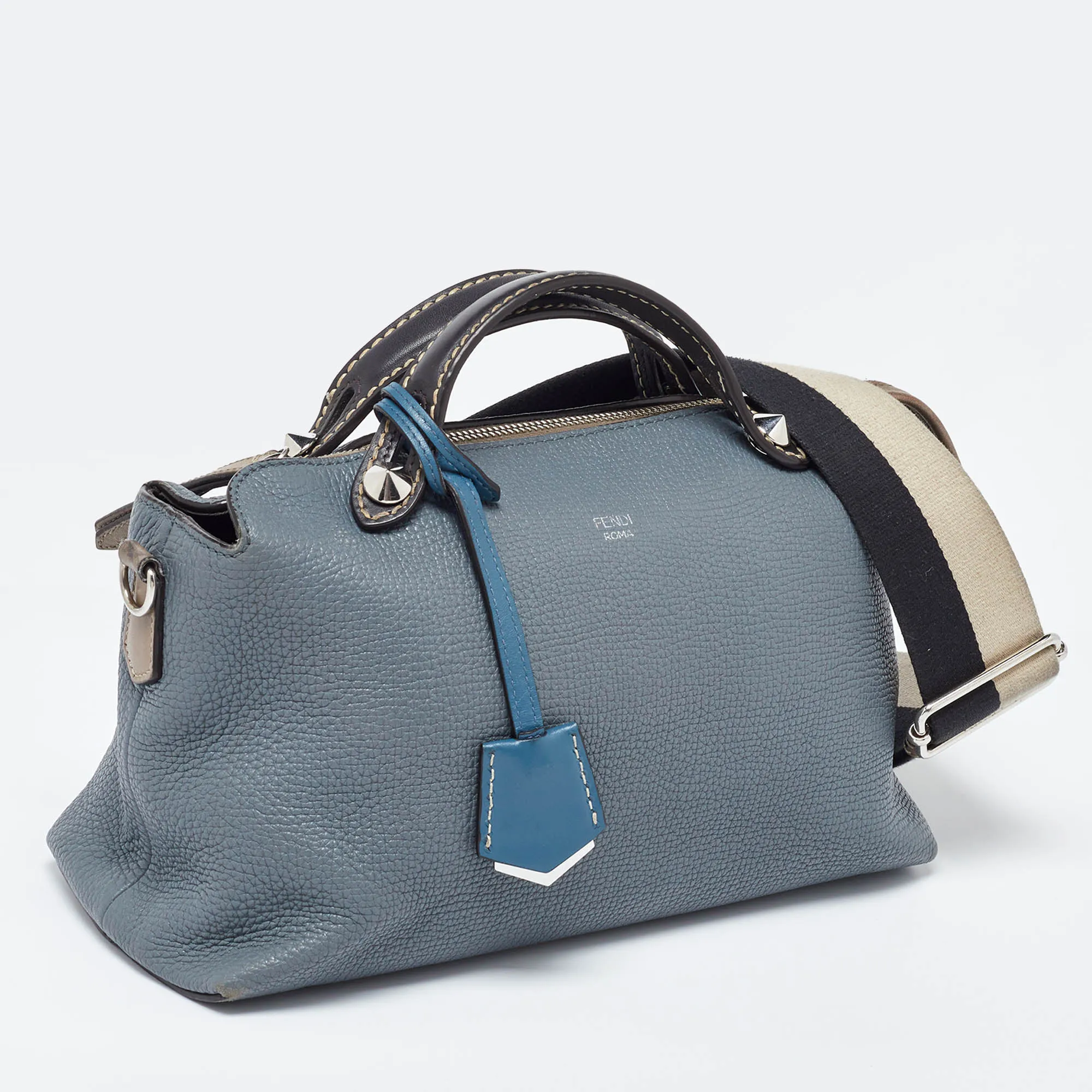 Fendi Blue/beige Leather Medium By The Way Bag