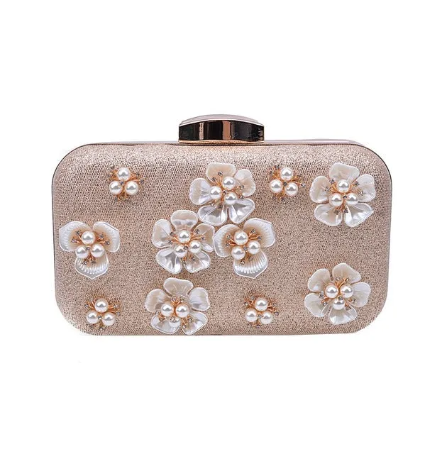 Floral Beaded Design Clutch Bag