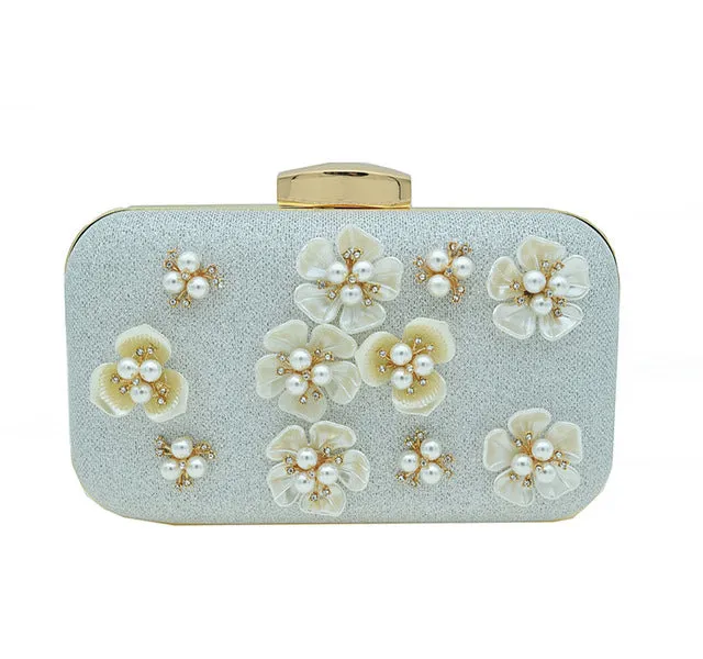 Floral Beaded Design Clutch Bag