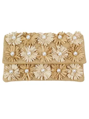 Flower Pearl Jute Clutch Bag