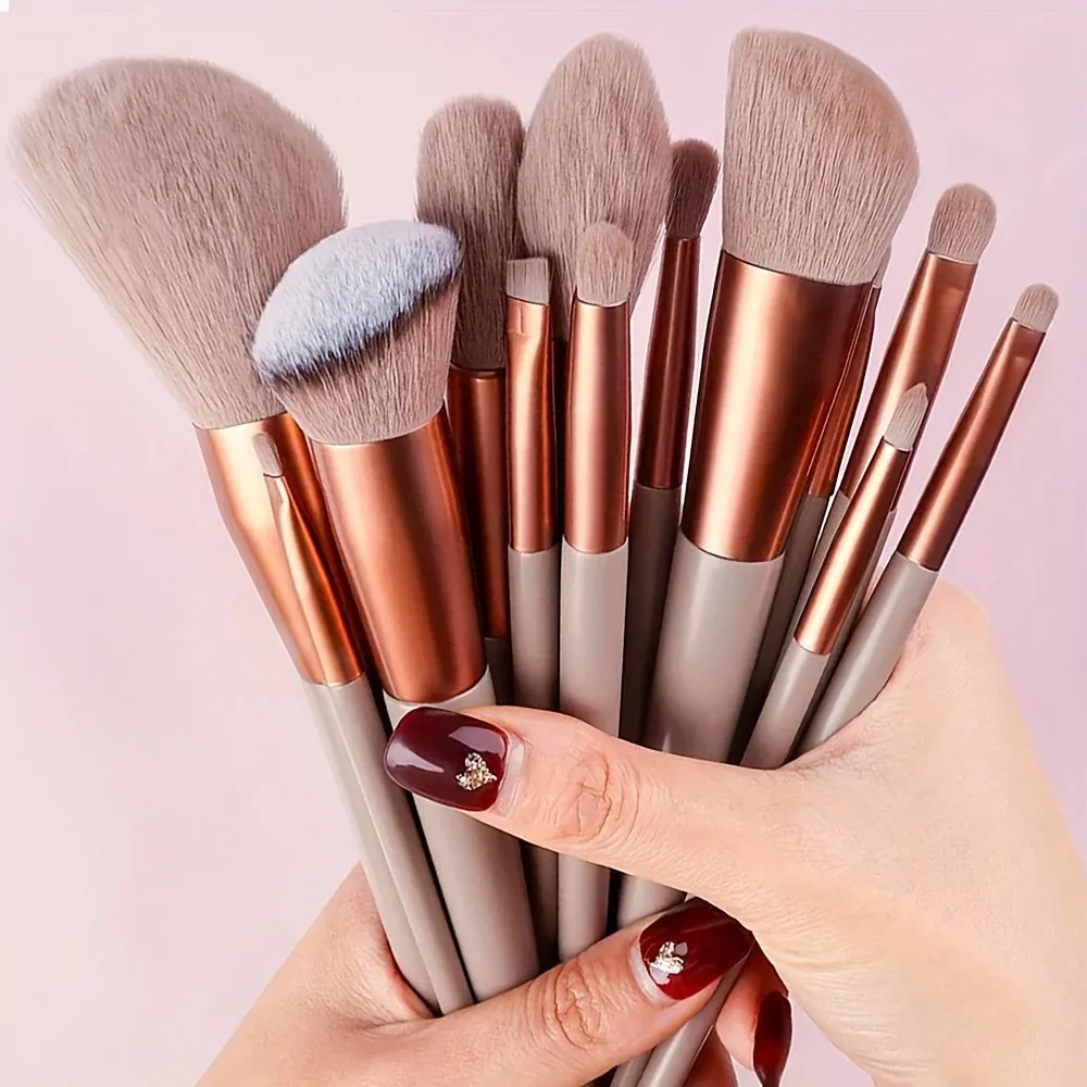 Fluffy Makeup Brush Set with Sponge & Bag