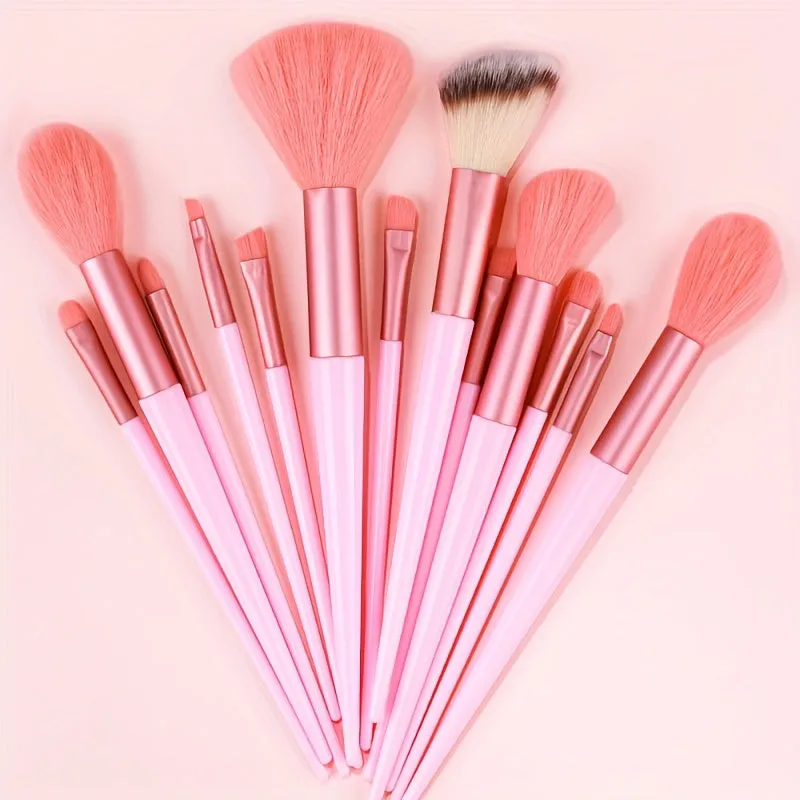 Fluffy Makeup Brush Set with Sponge & Bag