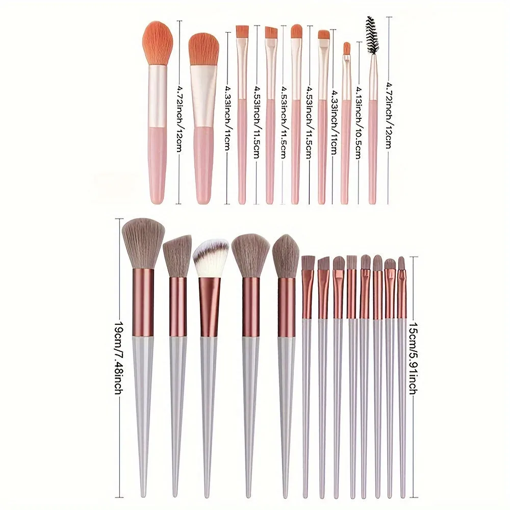 Fluffy Makeup Brush Set with Sponge & Bag