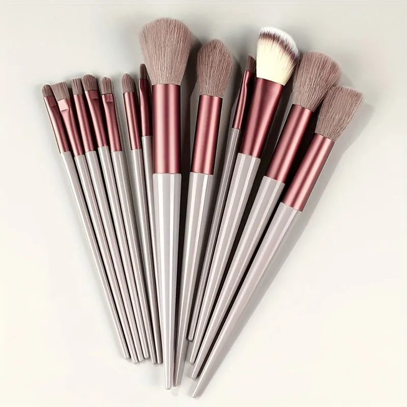Fluffy Makeup Brush Set with Sponge & Bag