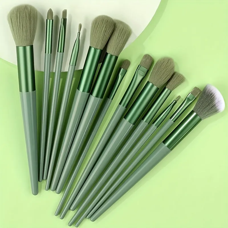 Fluffy Makeup Brush Set with Sponge & Bag