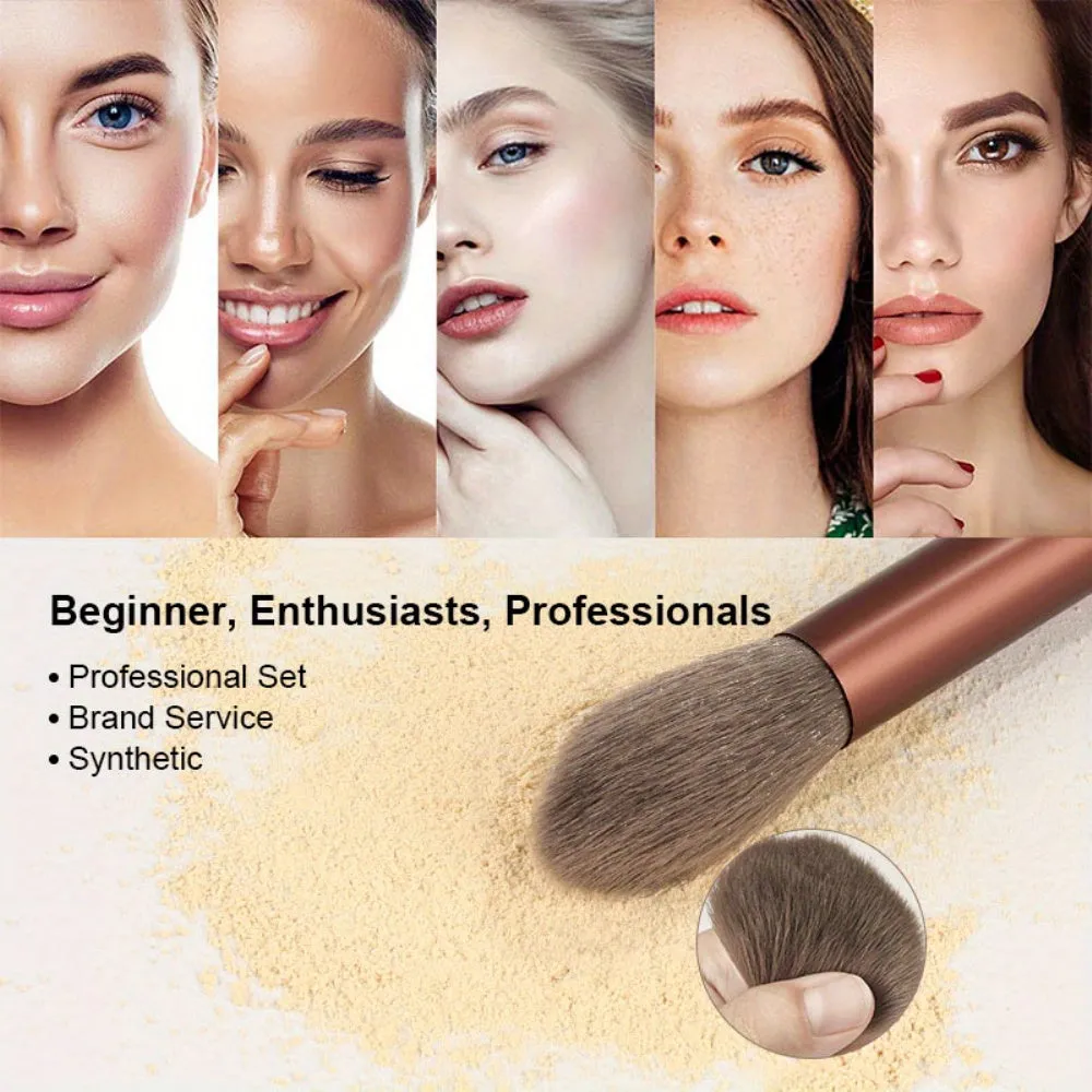 Fluffy Makeup Brush Set with Sponge & Bag