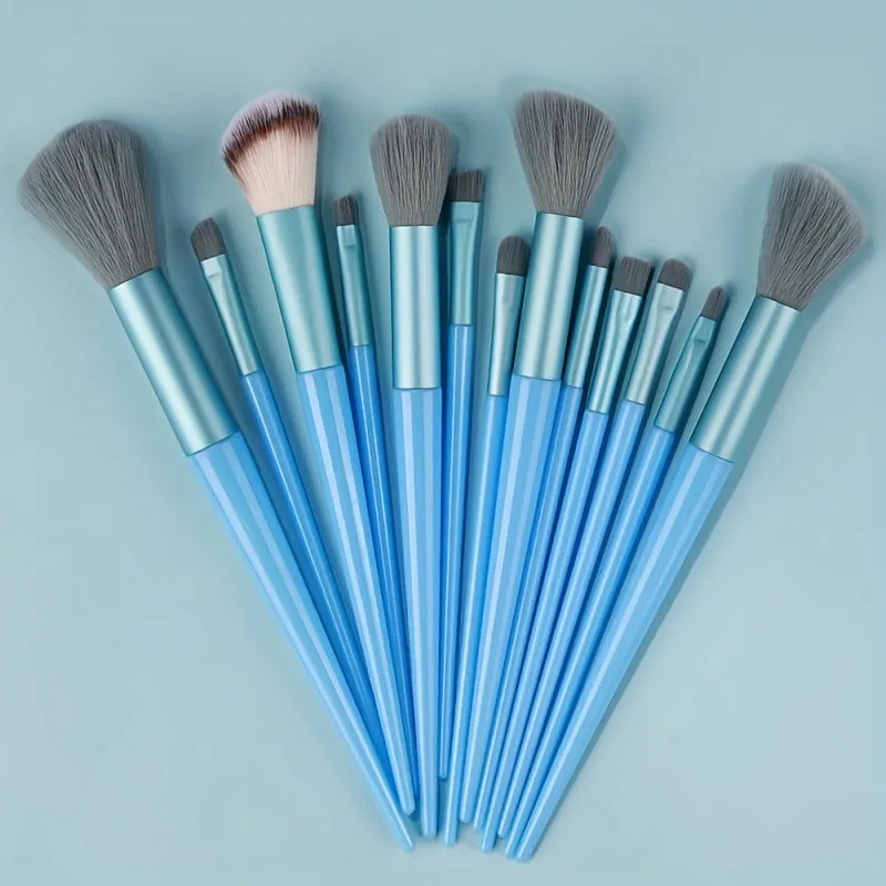 Fluffy Makeup Brush Set with Sponge & Bag