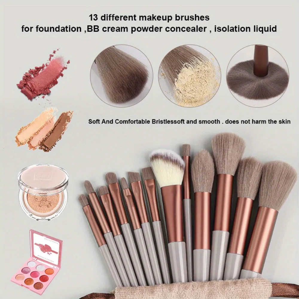 Fluffy Makeup Brush Set with Sponge & Bag