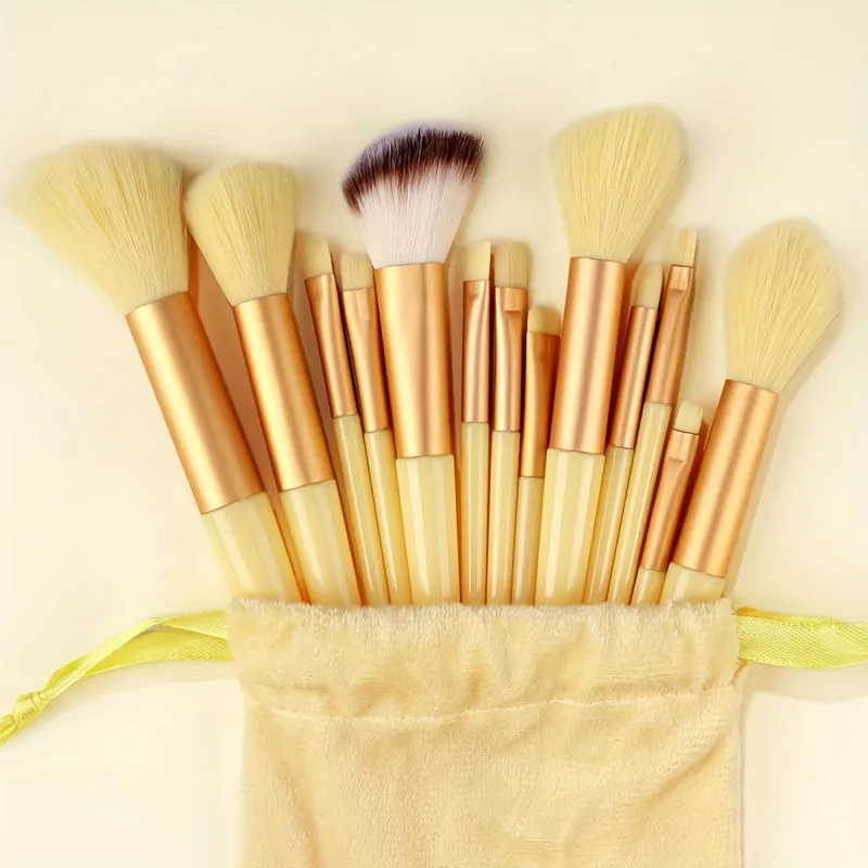 Fluffy Makeup Brush Set with Sponge & Bag