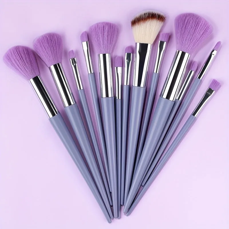 Fluffy Makeup Brush Set with Sponge & Bag