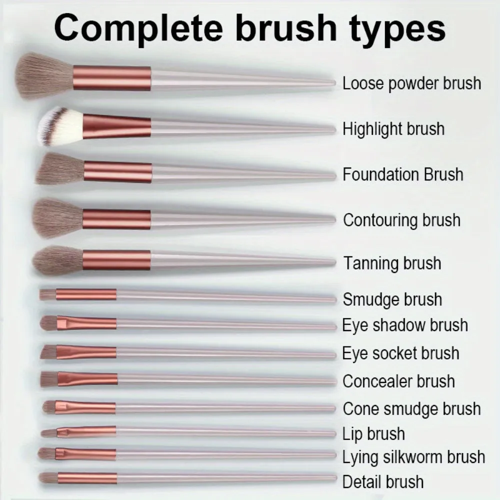 Fluffy Makeup Brush Set with Sponge & Bag