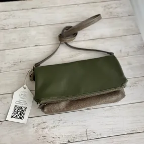 Foldover Clutch in Olive, Smoke