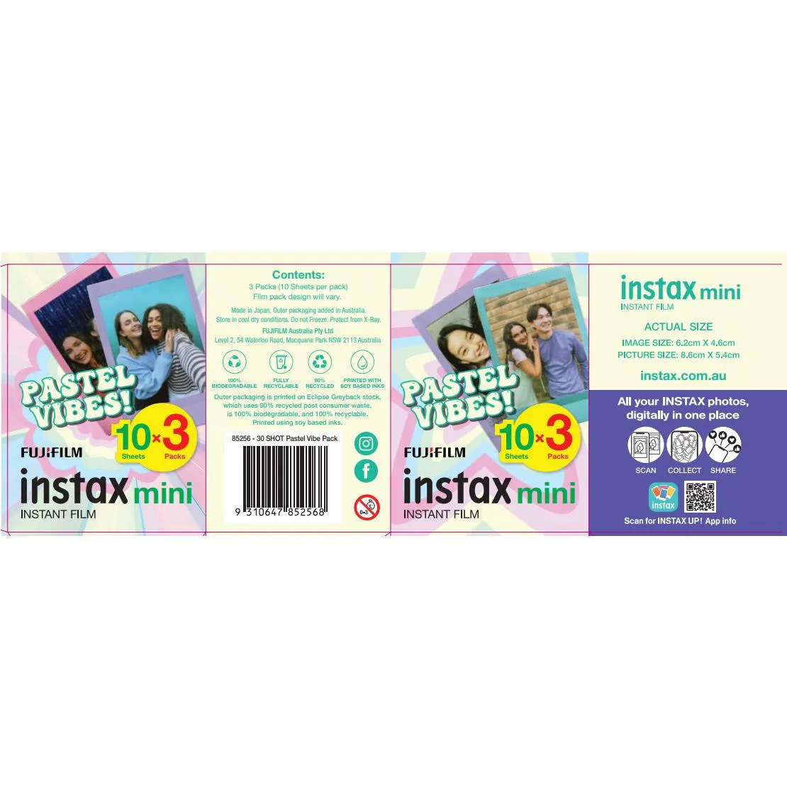 Fujifilm Instax Pastel Vibes Mini Film for Instax Mini Cameras (30 Pack)