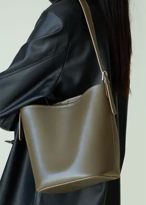 Genuine Leather Bucket Bag