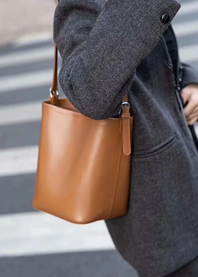 Genuine Leather Bucket Bag