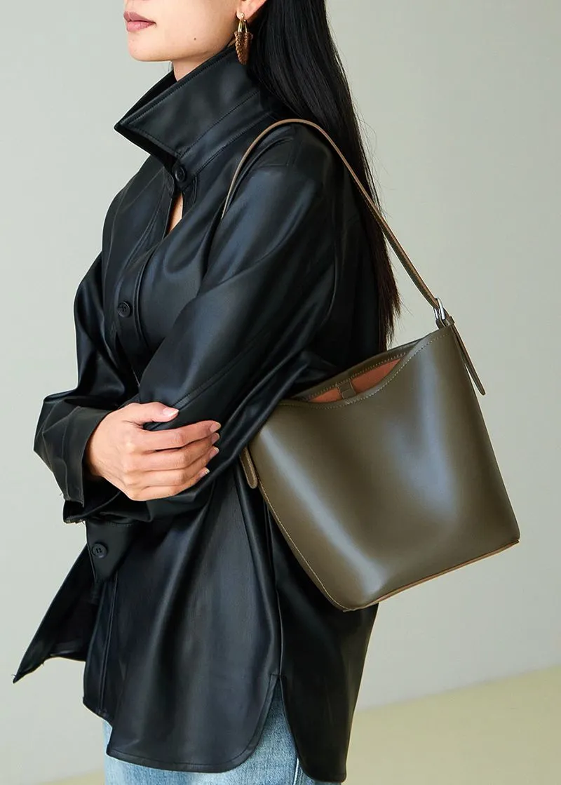 Genuine Leather Bucket Bag