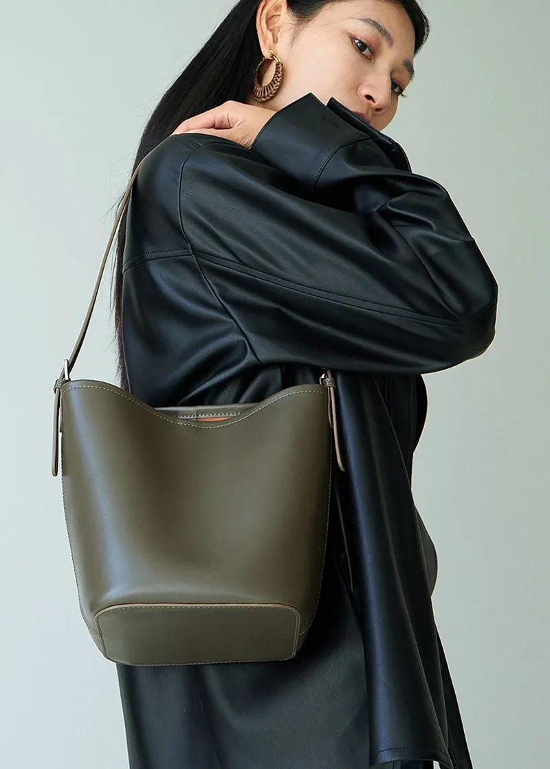 Genuine Leather Bucket Bag