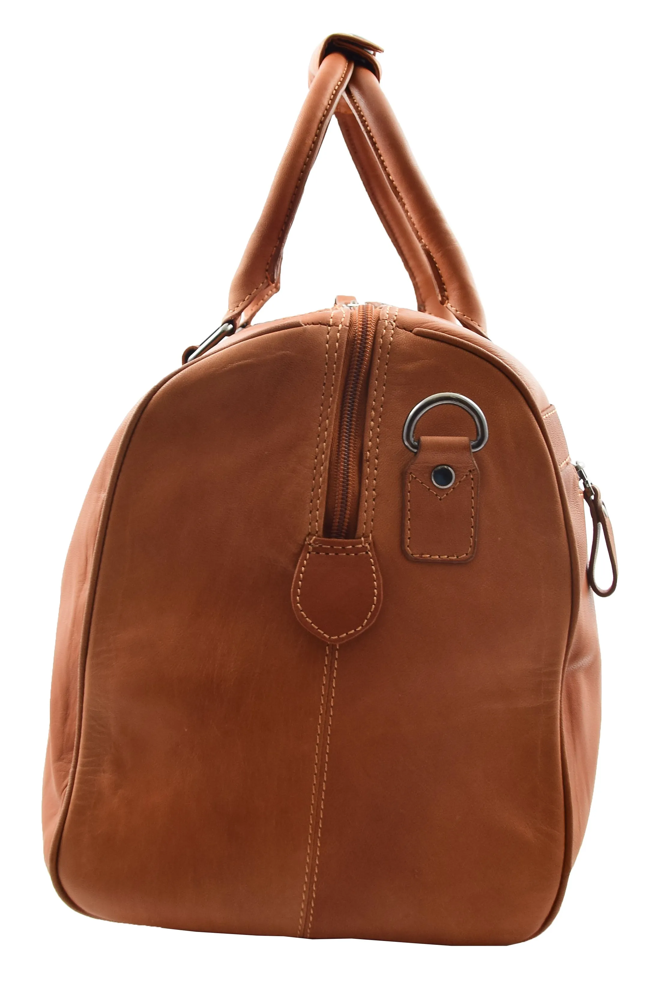 Genuine Leather Holdall Sports Weekend Travel Duffle Bag Miami Cognac