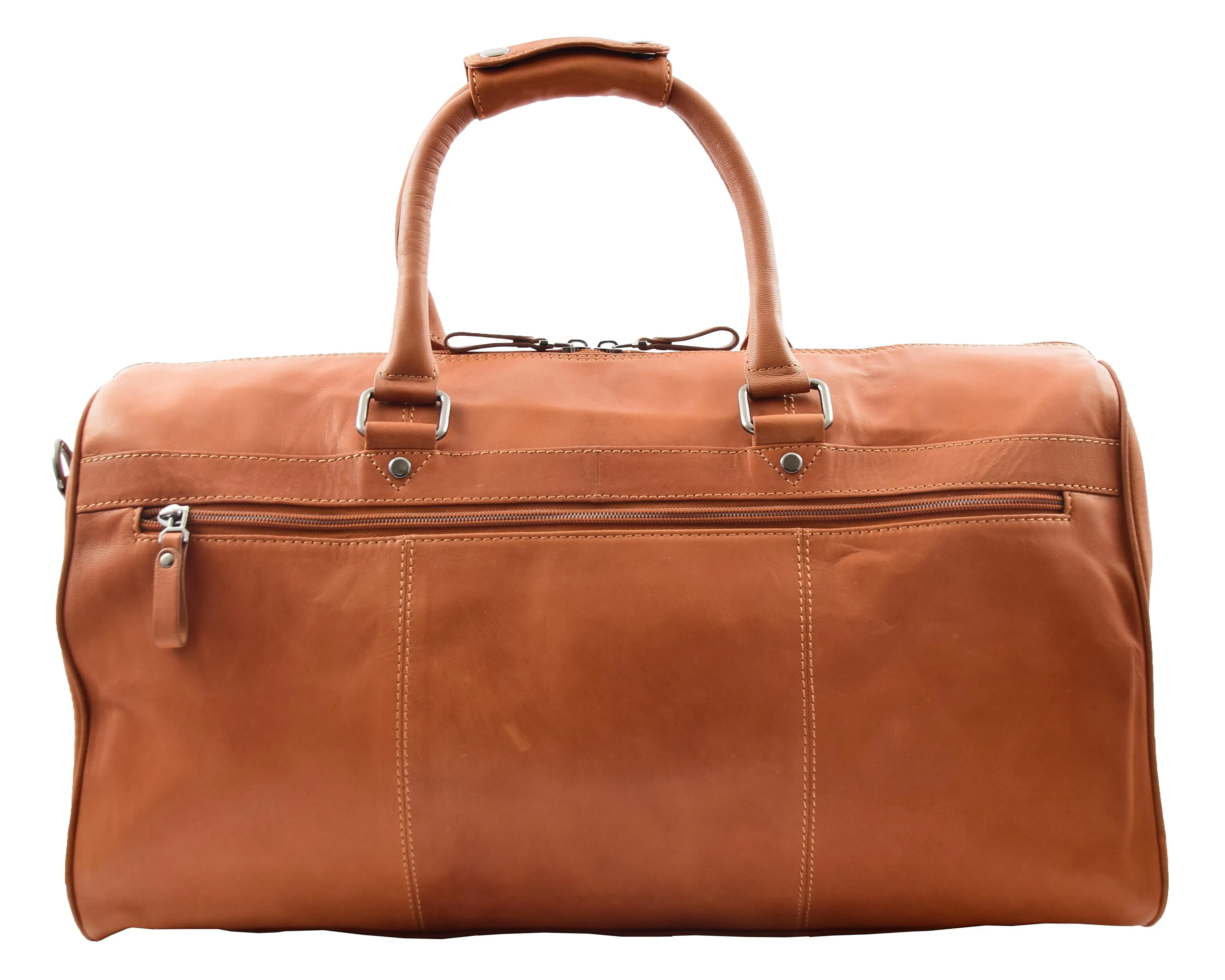 Genuine Leather Holdall Sports Weekend Travel Duffle Bag Miami Cognac