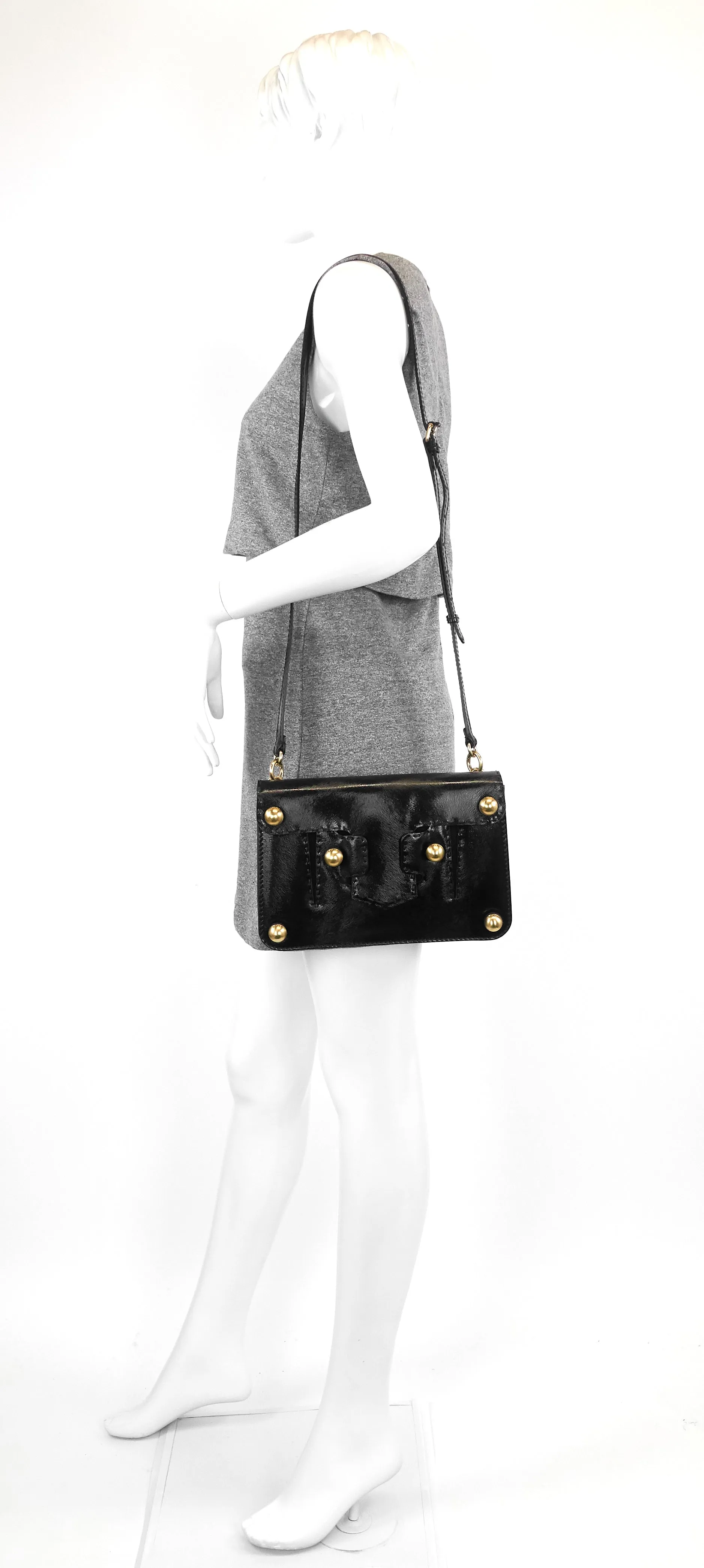 Gold Ball Leather Flap Bag