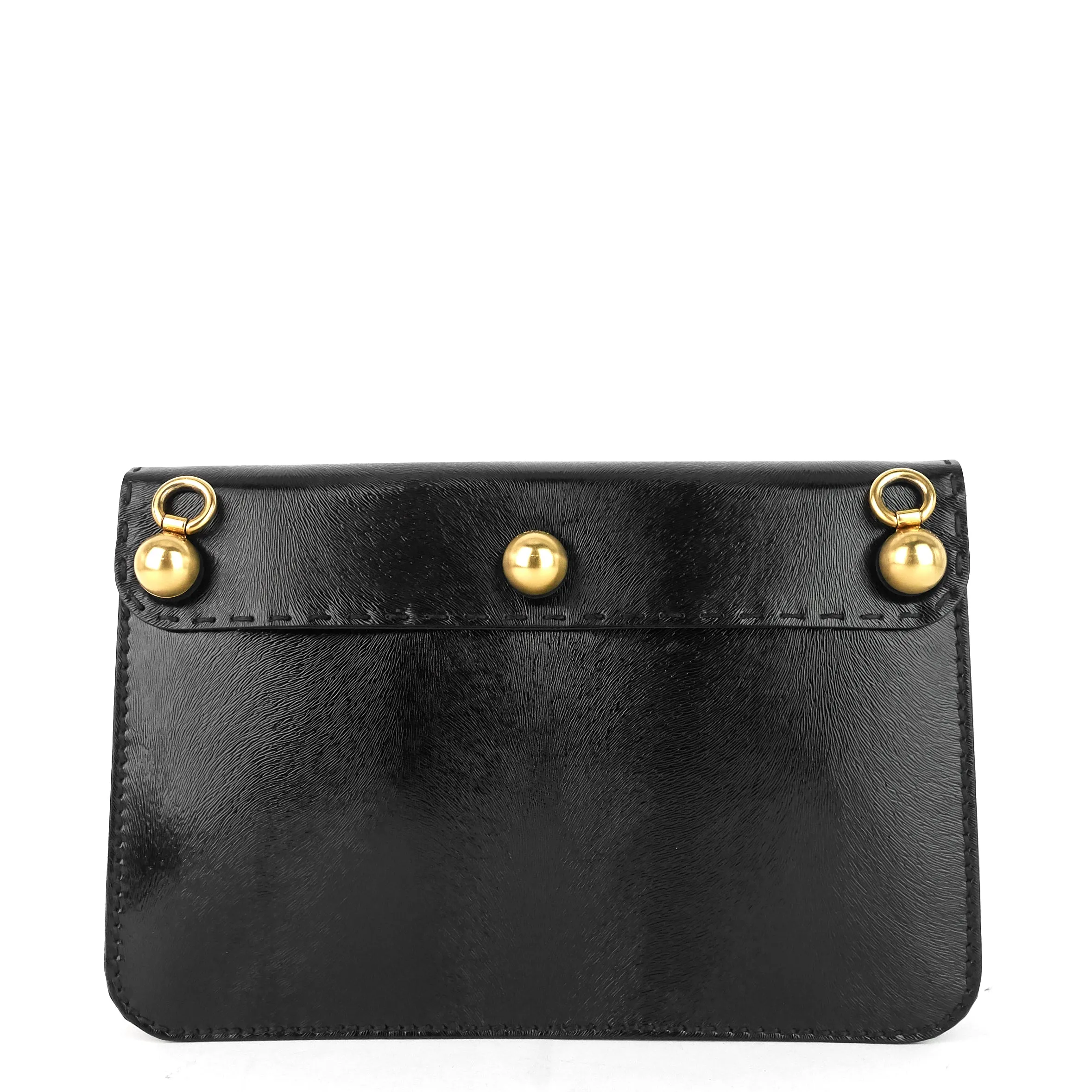 Gold Ball Leather Flap Bag