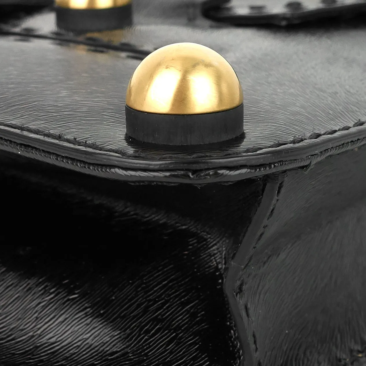 Gold Ball Leather Flap Bag
