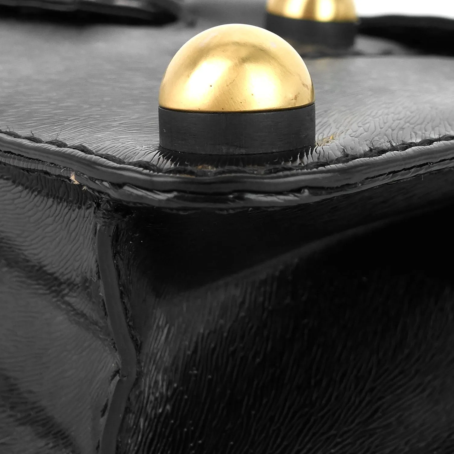 Gold Ball Leather Flap Bag
