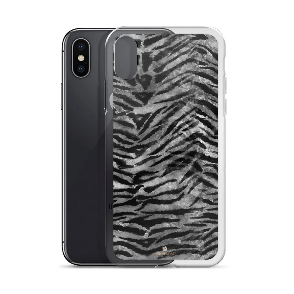Gray Tiger Stripe iPhone Case, iPhone X | XS | XR | XS Max | 8 Phone Case- Printed in USA/EU/MX