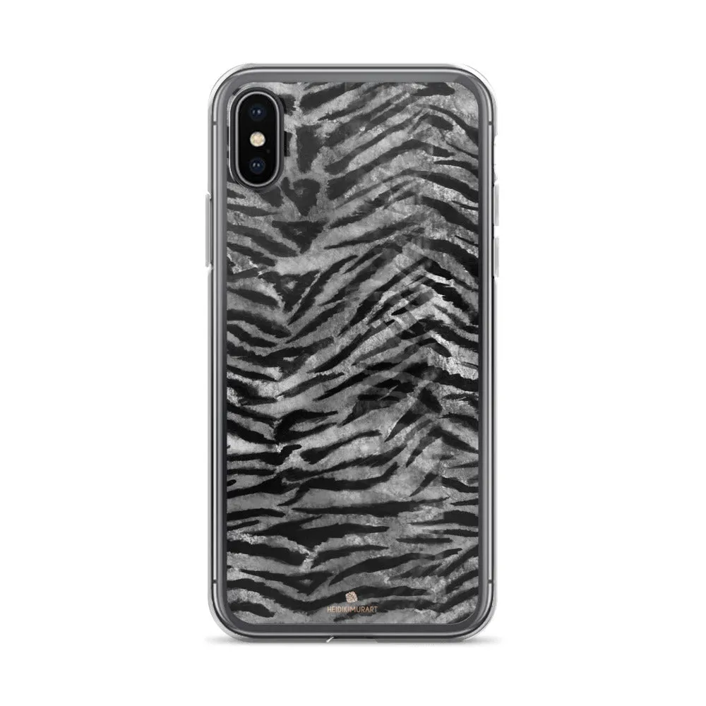 Gray Tiger Stripe iPhone Case, iPhone X | XS | XR | XS Max | 8 Phone Case- Printed in USA/EU/MX