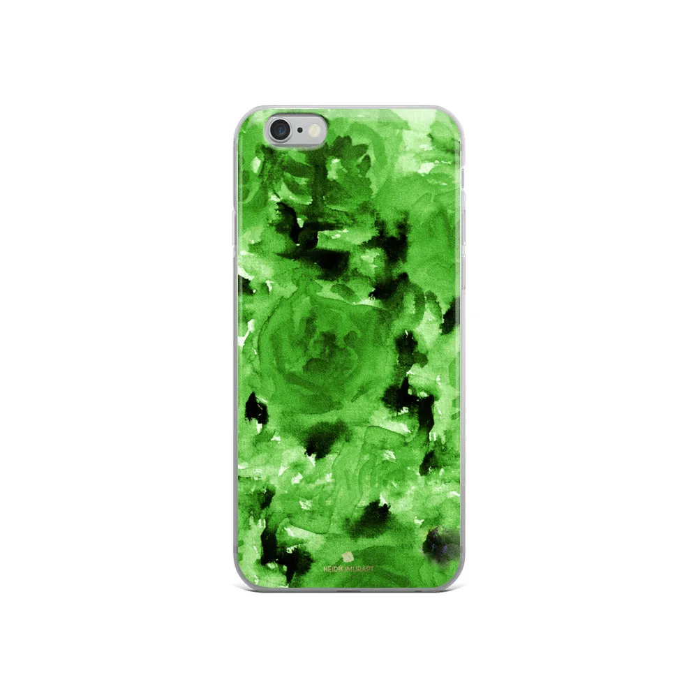 Green Floral Rose iPhone Case, Flower iPhone X | XS | XR | XS Max | 8 | 8  | 7| 7  Phone Case