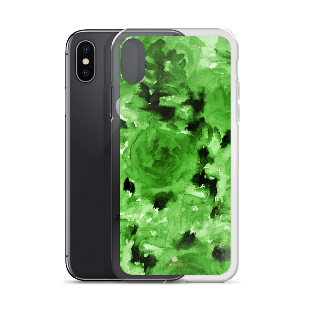 Green Floral Rose iPhone Case, Flower iPhone X | XS | XR | XS Max | 8 | 8  | 7| 7  Phone Case