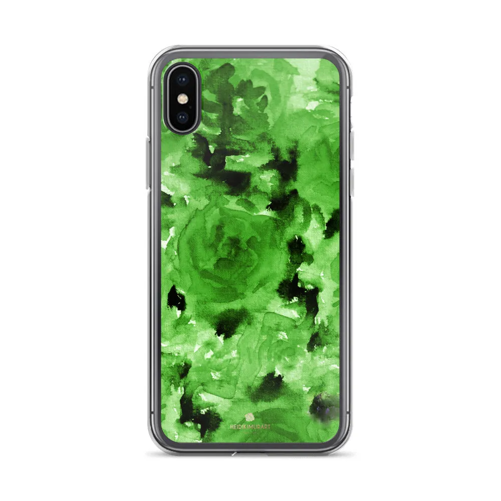 Green Floral Rose iPhone Case, Flower iPhone X | XS | XR | XS Max | 8 | 8  | 7| 7  Phone Case