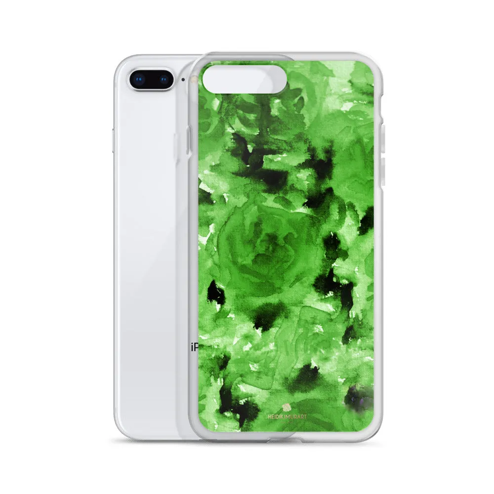 Green Floral Rose iPhone Case, Flower iPhone X | XS | XR | XS Max | 8 | 8  | 7| 7  Phone Case