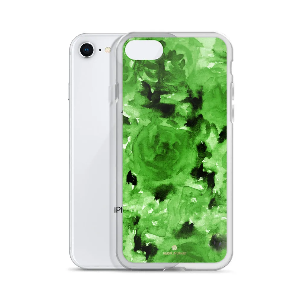 Green Floral Rose iPhone Case, Flower iPhone X | XS | XR | XS Max | 8 | 8  | 7| 7  Phone Case