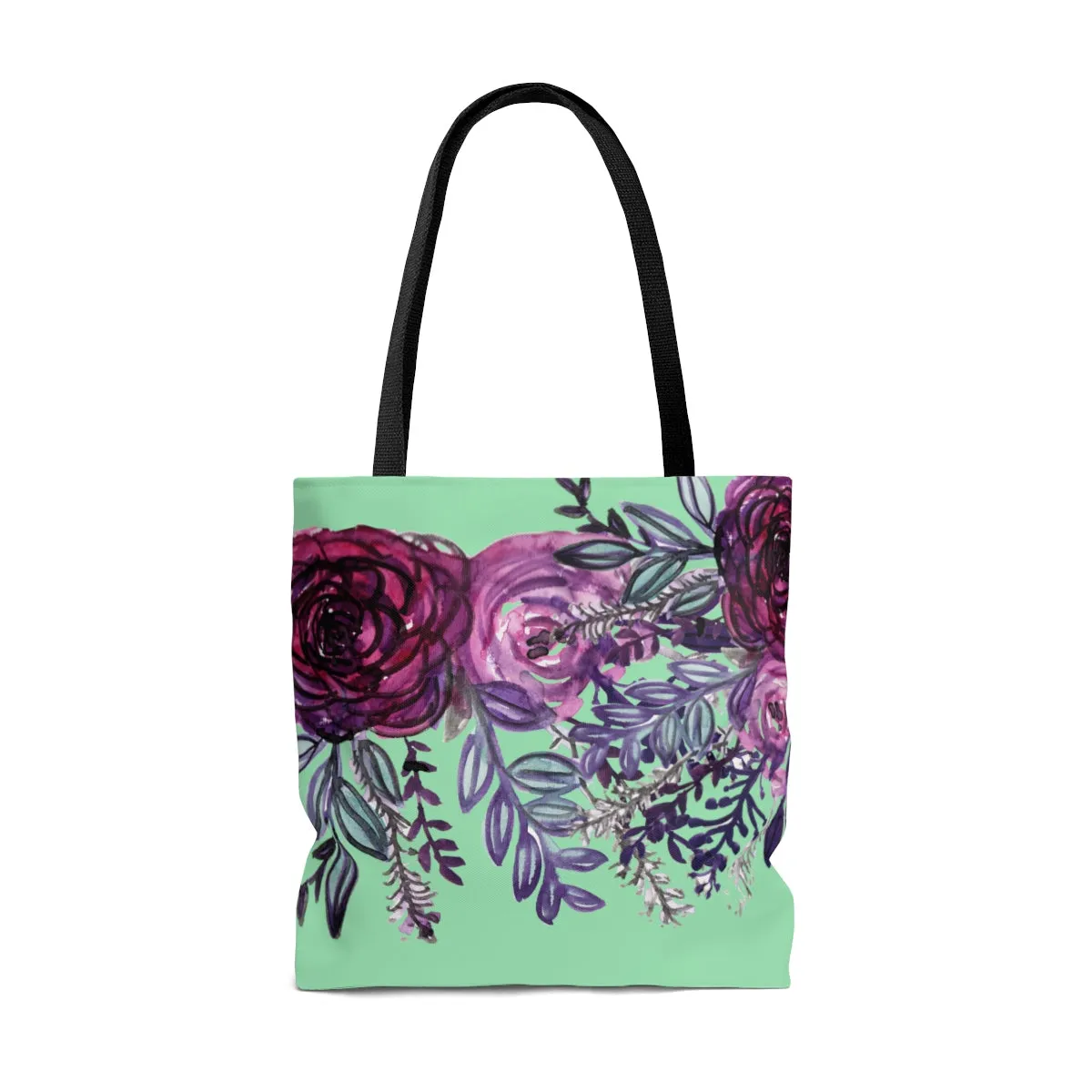 Green Red Rose Tote, Flower Floral Designer S, M, L Size Premium Tote Bag - Made in USA