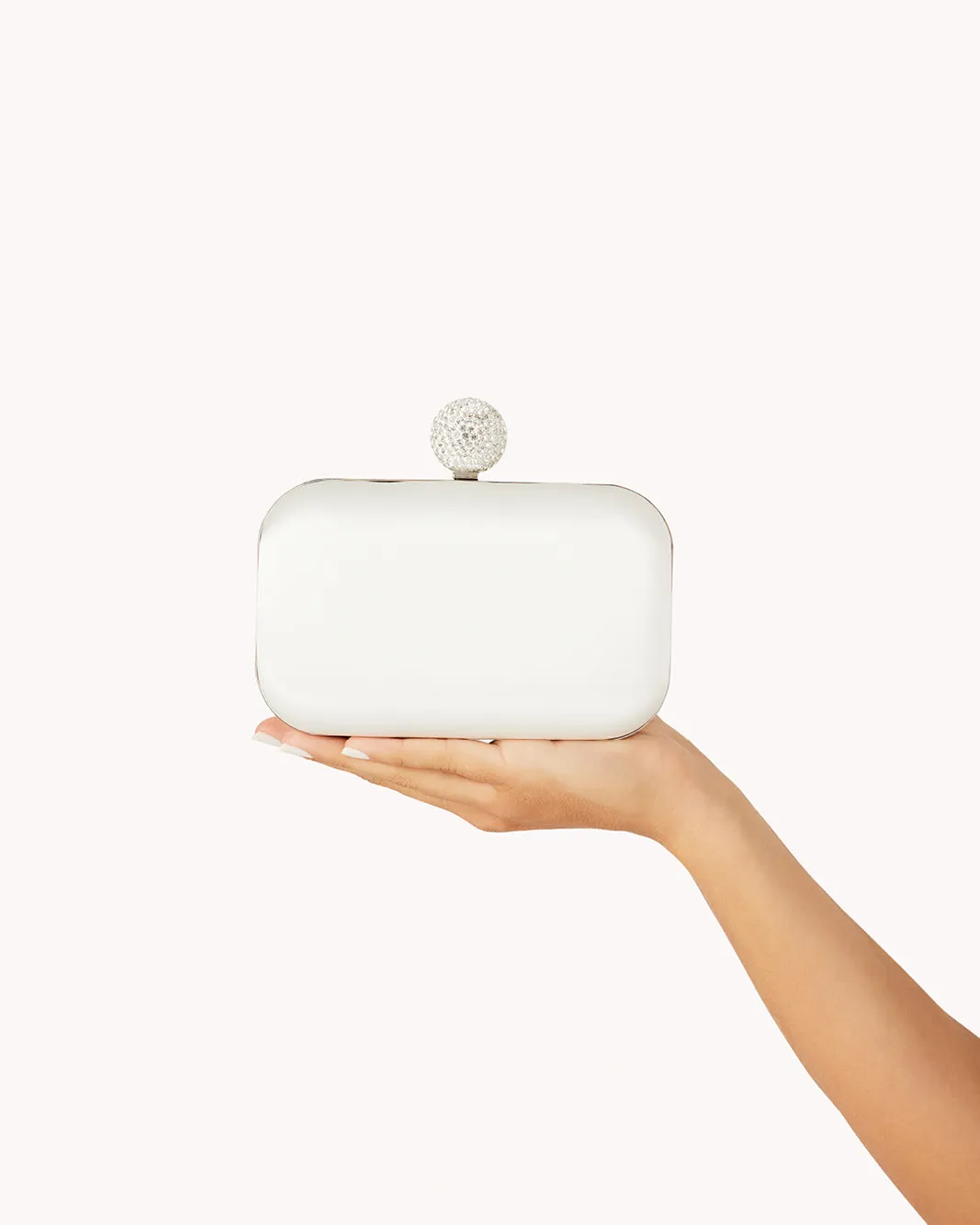 HANNA CLUTCH BAG - WHITE SATIN