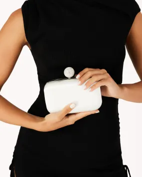 HANNA CLUTCH BAG - WHITE SATIN