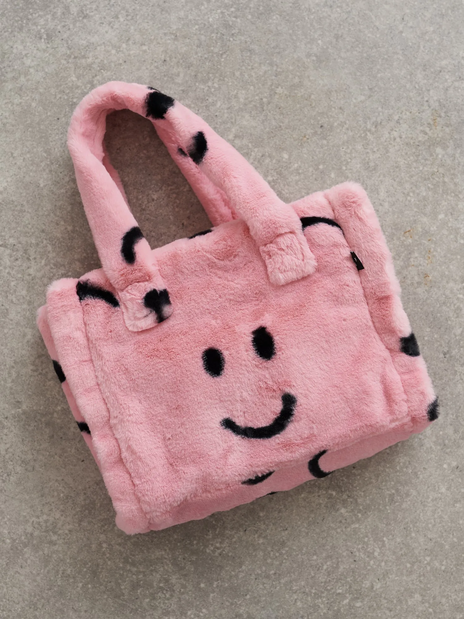 Happy Sad Faux Furry Bag