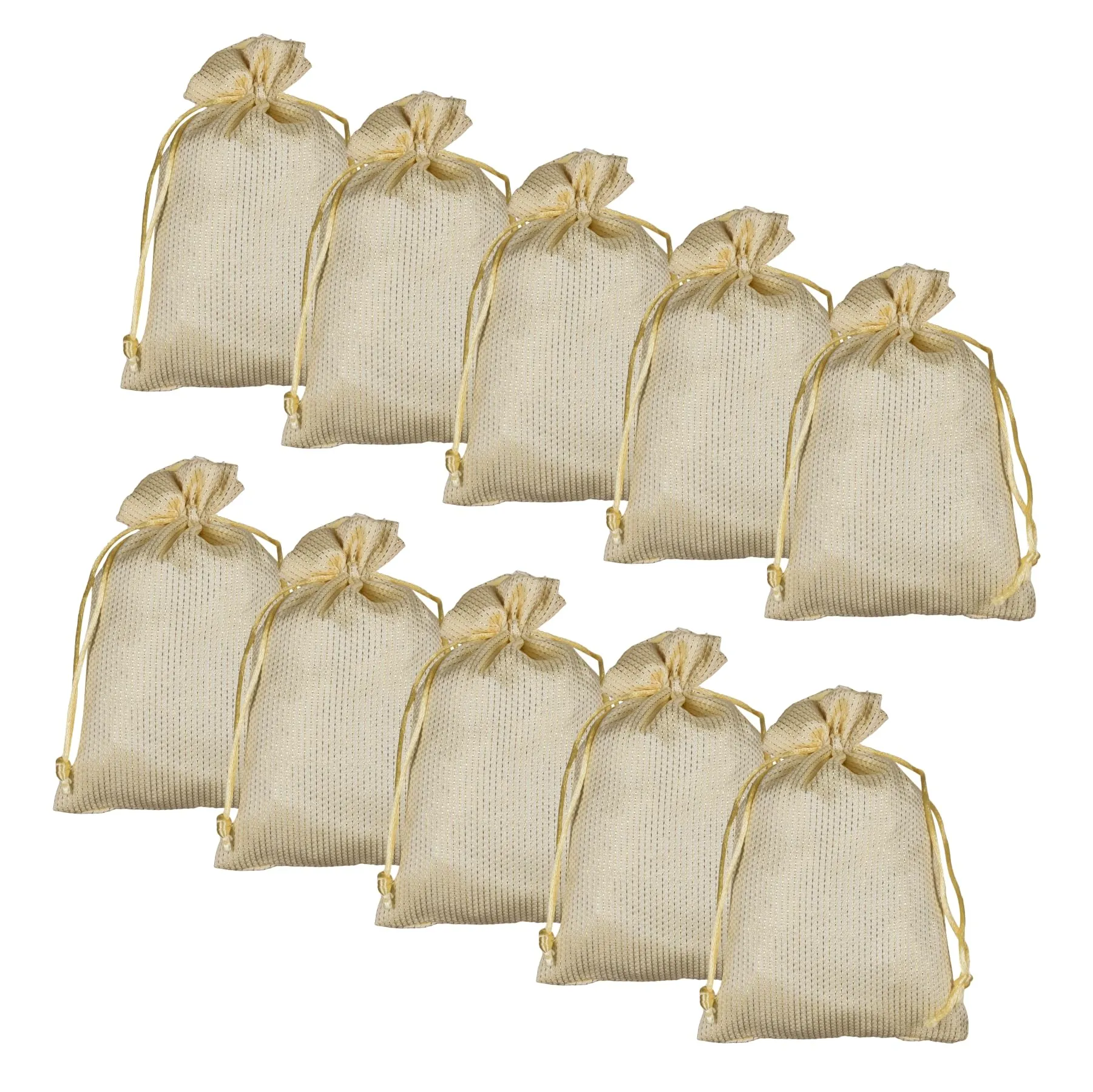 Heart Home Potli|Jari Silk Wedding Potli|Drawstring Closure Potli|Wallet Potli|Christmas Gift Potli|Baby Shower Potli|Traditional Shagun Potli|9x12 Inch|Large|Pack of 10|Cream
