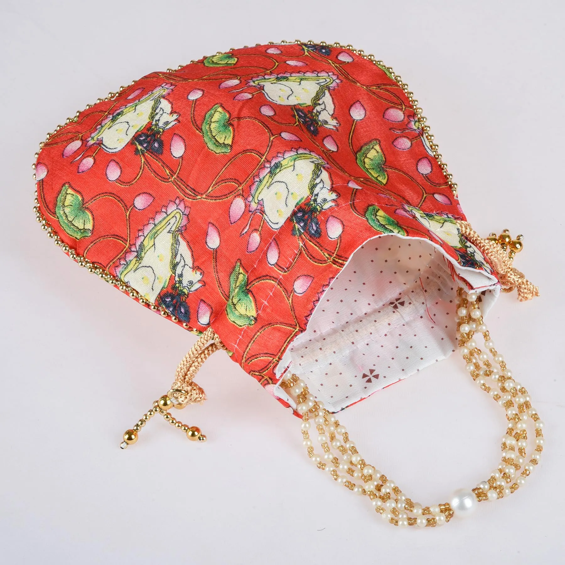 Heart Home Potli|Silk Wedding Potli|Wallet Potli|Christmas Gift Potli|Baby Shower Potli|Traditional Shagun Potli|Drawstring with Beads Handle Potli|Cow-Design Patli Potli|Pack of 3|Multi