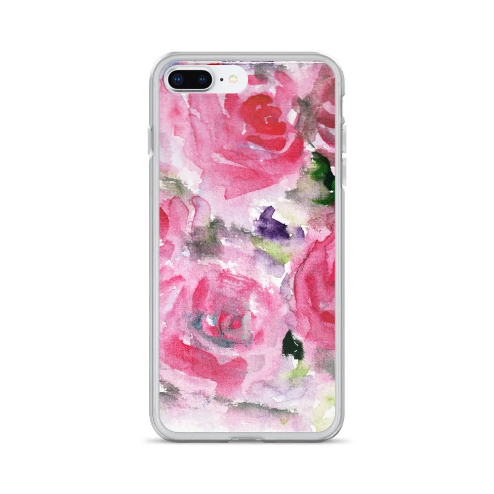 Hot Pink French Rose Phone Case, Floral Print iPhone X | XS | XR | XS Max | 8 | 8  | 7| 7  Case